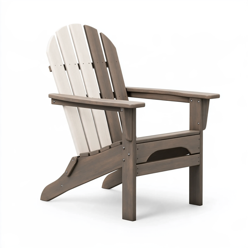 Gartenstuhl 82 x 90 x 98 cm aus Kunststoff Braun Beige im Adirondack-Stil