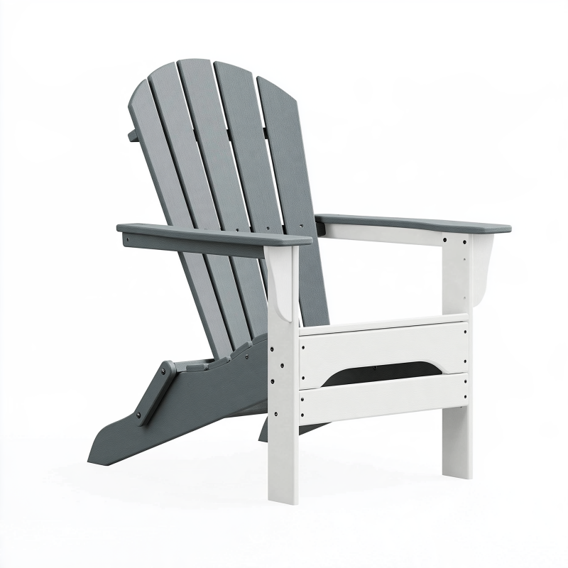 Adirondack-Gartenstuhl 79 x 83 x 98 cm aus Kunststoff Grau Weiß mit hohen Armlehnen