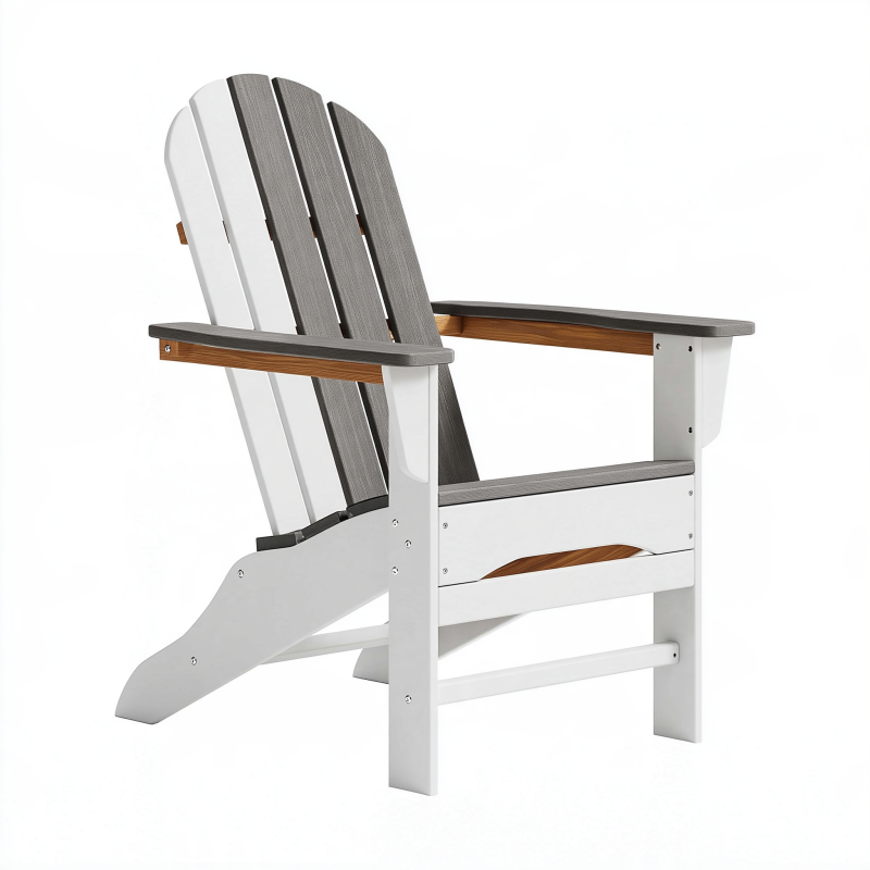 Adirondack-Gartenstuhl 79 x 83 x 98 cm aus Kunststoff Weiß Grau mit Armlehnen