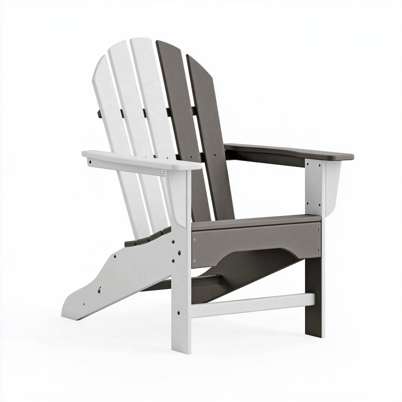 Adirondackstuhl 79 x 83 x 98 cm aus Kunststoff Weiß/Grau für Außenbereich