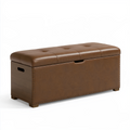 Truhenbank 120 x 45 x 50 cm Kunstleder Braun gepolstert mit Stauraum