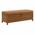 Truhenbank 120 x 45 x 50 cm Braun Holz Kunstleder gepolstert