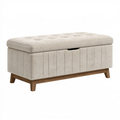 Sitzbank mit Stauraum 100 x 40 x 45 cm Beige Stoff Holz Gesteppt