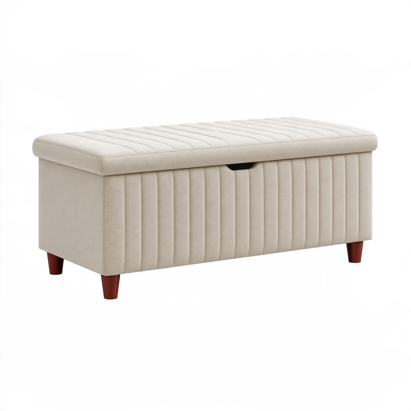 Sitzbank mit Stauraum 100 x 40 x 45 cm Beige Textil gepolstert