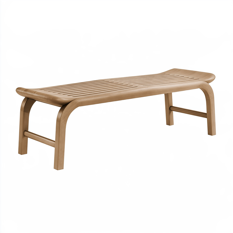 Sitzbank 120 x 40 x 45 cm aus Holz Naturbraun für Flur - Latten Design