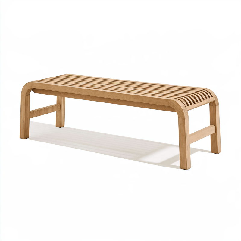 Sitzbank 120 x 40 x 45 cm aus Holz in Natur mit Lamellensitz