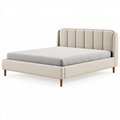 Polsterbett 160 x 200 cm Beige Stoff mit vertikal gestepptem Kopfteil