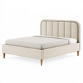 Polsterbett 160 x 200 cm Stoffbezug Beige Holzfüße Modernes Bett