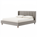 Polsterbett 160 x 200 cm Grau Stoff mit gepolstertem Kopfteil