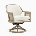 Drehsessel 76 x 78 x 94 cm in Naturholz und Creme mit Geflecht und Drehfunktion
