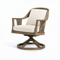 Drehsessel 85 x 82 x 95 cm in Braun Creme mit Holzoptik und Geflecht - gepolsterter Loungesessel