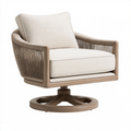 Drehsessel 82 x 82 x 84 cm Holz Beige Braun mit Kordelgeflecht und Polsterung