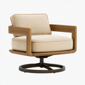 Drehsessel 82 x 76 x 82 cm mit Holzrahmen Stoffbezug Beige