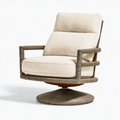 Drehsessel 78 x 85 x 92 cm Beige Braun mit Textilpolsterung und Geflechtgestell