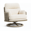 Drehsessel 92 x 88 x 98 cm in Creme Taupe mit Textilbezug und Flechtseiten