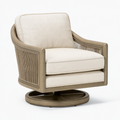 Drehsessel 85 x 85 x 82 cm in Beige mit Holzrahmen und Textilbezug