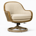 Drehsessel 82 x 86 x 100 cm Beige/Braun mit Stoffbezug Holz und Rattangeflecht