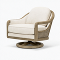 Drehsessel 82 x 89 x 94 cm aus Rattan in Beige Natur mit gepolsterter Sitzfläche